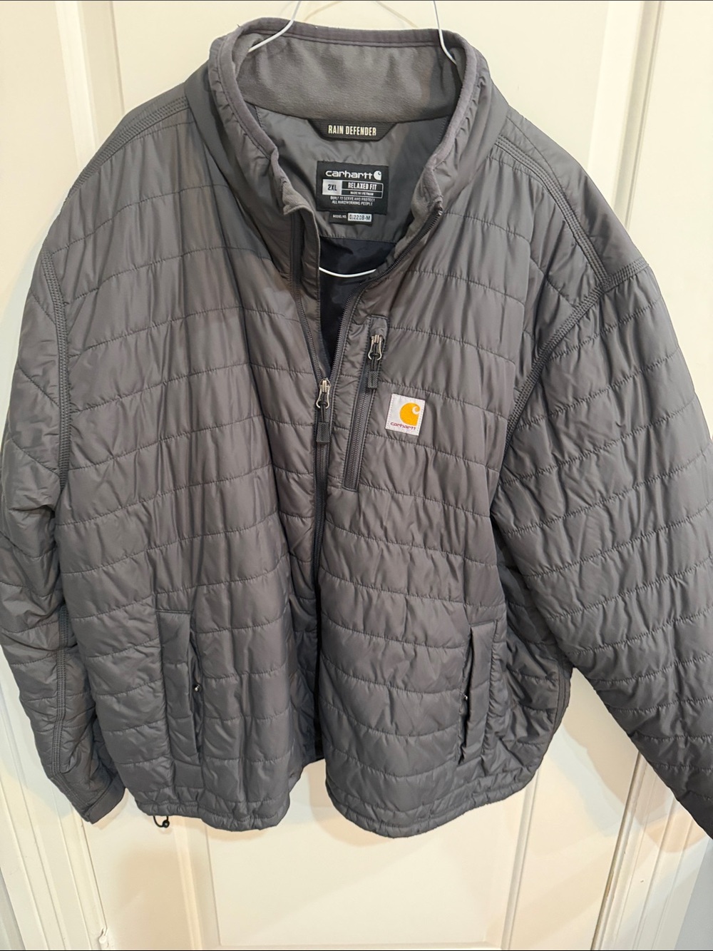Carhartt Men's Gray Quilted Rain Defender Puffer Jacket